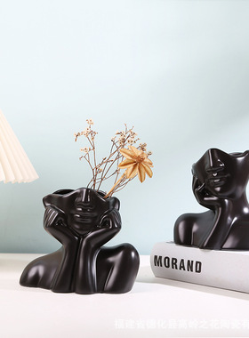 2025年新款现代简约陶瓷人像艺术创意家居玄关桌面摆件装饰工艺品