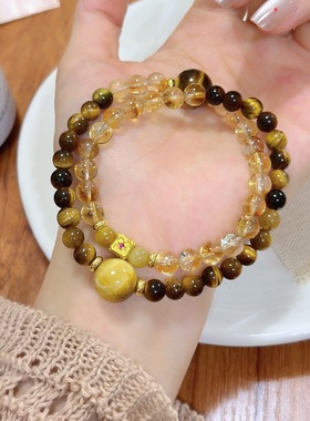 2025新款天然虎眼水晶圆珠手链爆款批发时尚女性饰品个性潮流手串