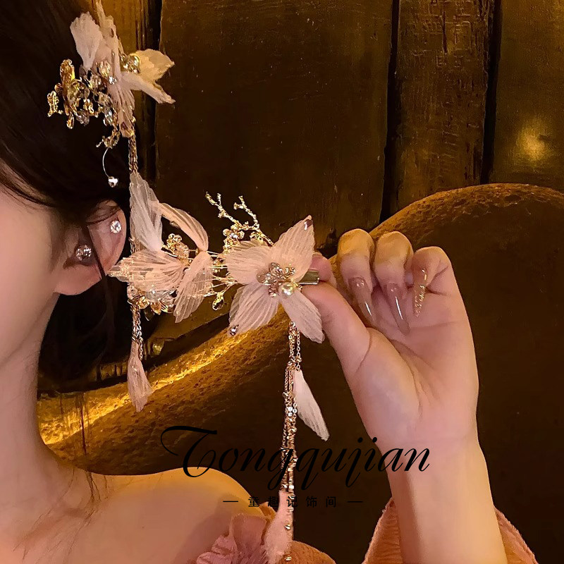 氛围感拉满！新中式古风甜美蝴蝶发饰