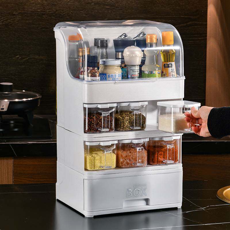 防尘厨房调料置物架多功能调味品收纳用品调料盒架组合套装