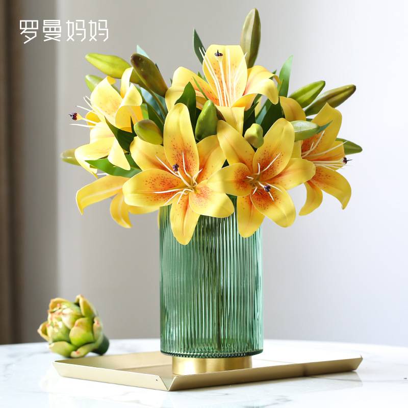 以法莲   假花百合仿真花家居客厅室内桌面装饰插花艺术花束摆件