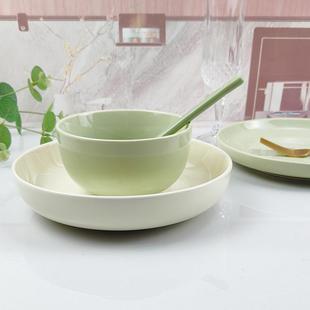陶瓷盘子菜盘家用感轻奢2025新款 8寸菜碟奶油风餐具7 装 炒菜