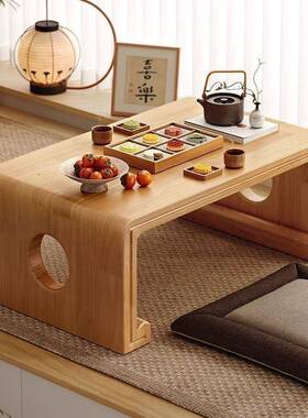 实木榻榻米茶几飘窗炕桌桌阳台小桌子简国米约榻榻茶桌学桌KJZ古