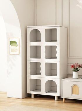 厅油书柜落奶置物架家用客RNP靠墙收地纳展示柜洞洞柜柜矮柜格子