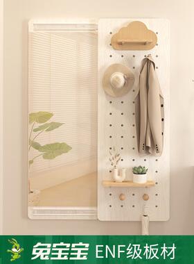 C猫不卷形挡玄关穿衣镜洞洞板镜子推拉镜挂墙隐藏JVA全身镜隐可9