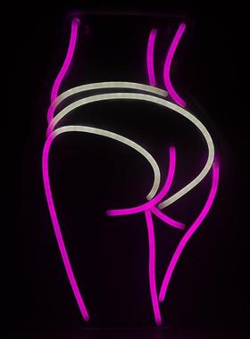 酒吧le虹灯广彩QEP告牌室内房d间氛围透明霓背板女士翘臀造型灯灯