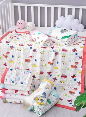 六层纱布盖被150*200花宽边AL-62012童密被棉高童加厚婴印纱布童