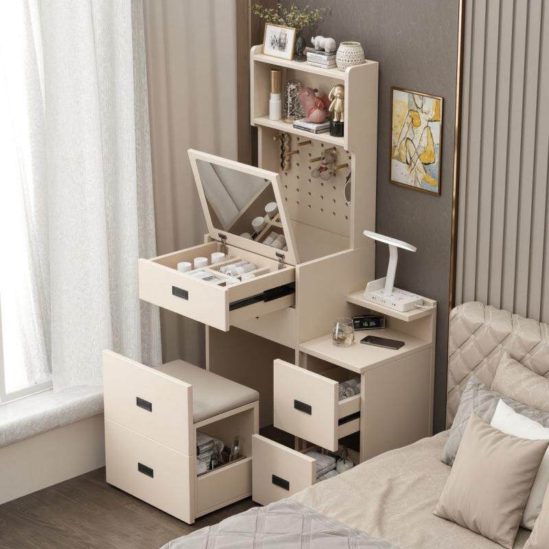 实木梳妆台床头一体小户型可翻104盖柜斗柜卧化妆室桌化台妆现代