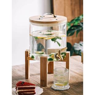 耐高温带龙头水壶玻饮料果汁桶水瓶商用透明冷璃F76THTTJ大量冷容