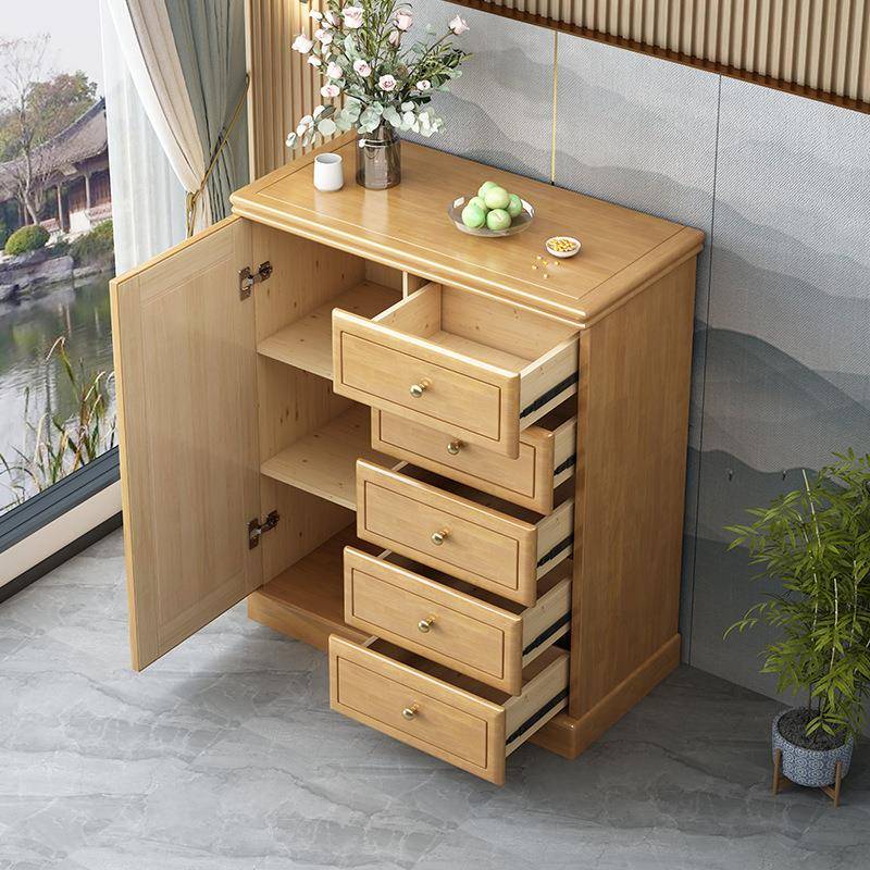 实木斗储卧室收纳柜五斗柜客厅新多功柜能物柜中式抽屉柜家CMF用