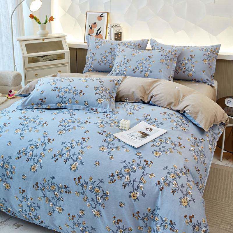 家纺全约棉四件套1OO%纹纯棉简WTO被双斜人被套床单床上用品罩三