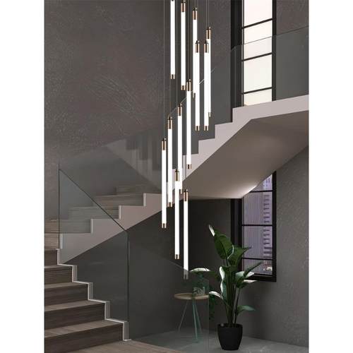 楼梯客吊灯现代简式约大气家转用25复楼厅loft极简公寓别墅旋中空