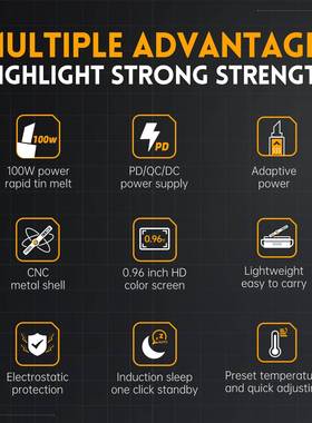FNIRSI HS-02A/B智能电烙铁100W便携式恒温焊台焊笔家用维修焊接
