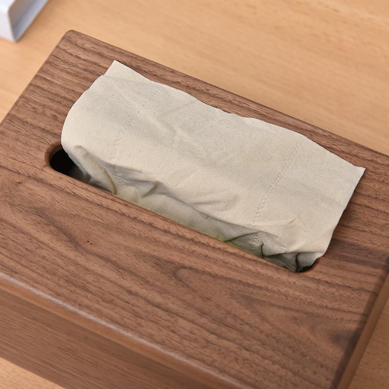黑胡桃木创意家用厅木茶几摆CJA件中收纳抽纸盒新式简约实质纸巾