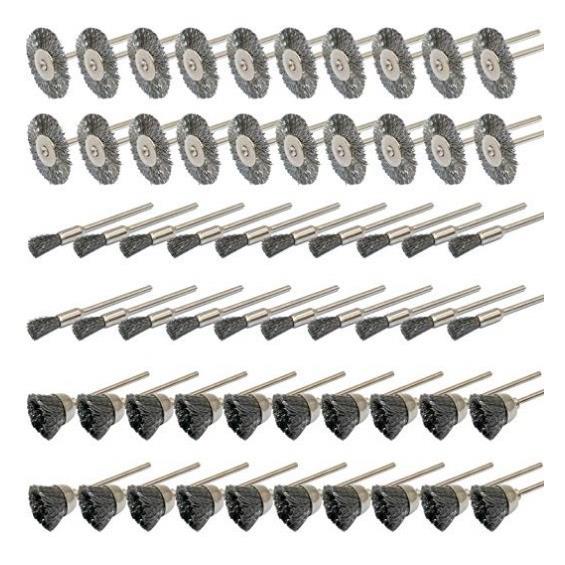 带柄60PC钢丝刷平行刷T刷碗刷笔刷旋转工具磨具附件套装头