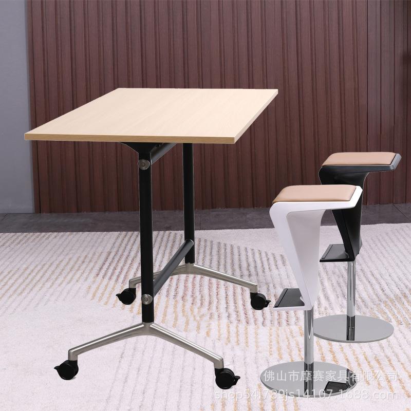 高脚折叠会议桌培训长条桌椅组合可移动滑轮拼接机构办公多功能桌