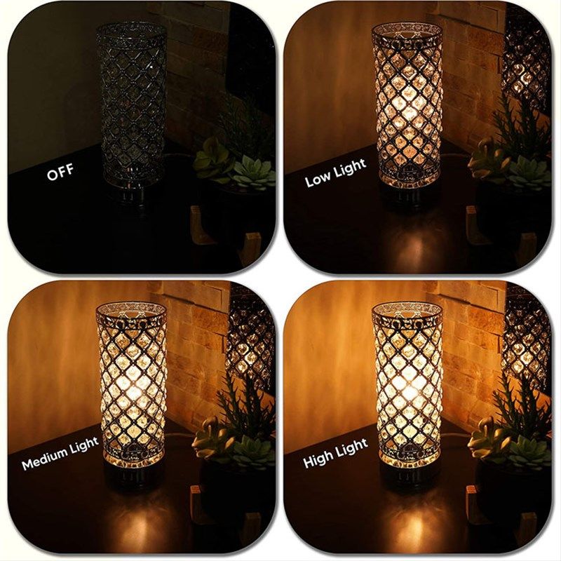 USB床头水晶台灯 家居卧室客z厅五金电镀led水晶台灯 台灯