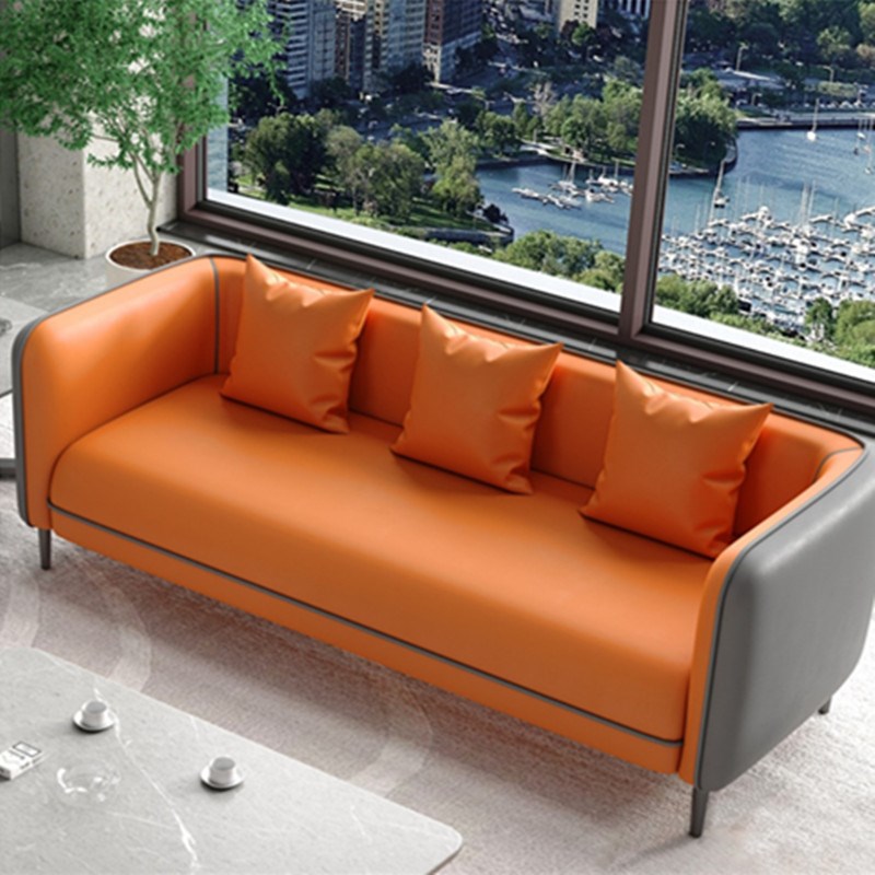 办公沙发三人位茶几组合简约公司休息区贵宾O接待会客办公室皮沙