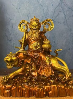 仿古铜关公周仓关平摆件一u套关圣帝君左右护法家居装饰关公看书