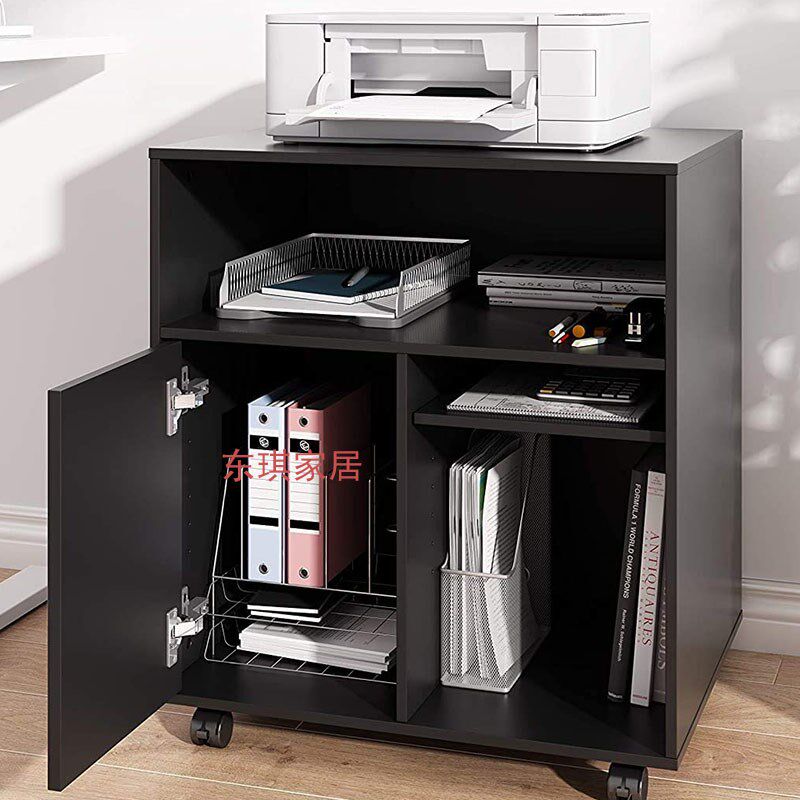 木质打印机柜办公文件储s物矮柜边柜带门可移动办公室桌下文件柜
