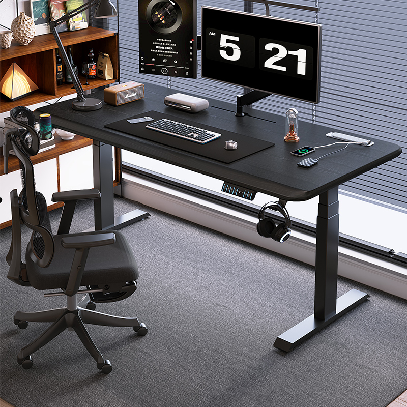 实木电动升降桌智能电脑桌可升降电竞桌家用办公桌儿童学习桌书桌