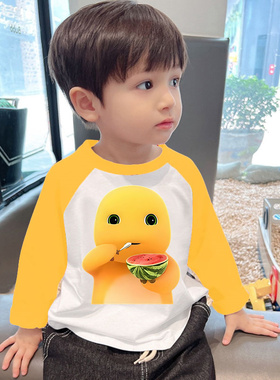 男童长袖t恤衣服纯棉秋装2025新款奶龙男孩帅气春秋季打底上衣潮
