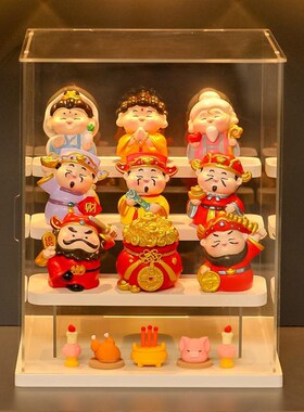 国潮神仙财神桌面装饰品摆件入户玄关供奉展示盒乔迁新店开业礼物