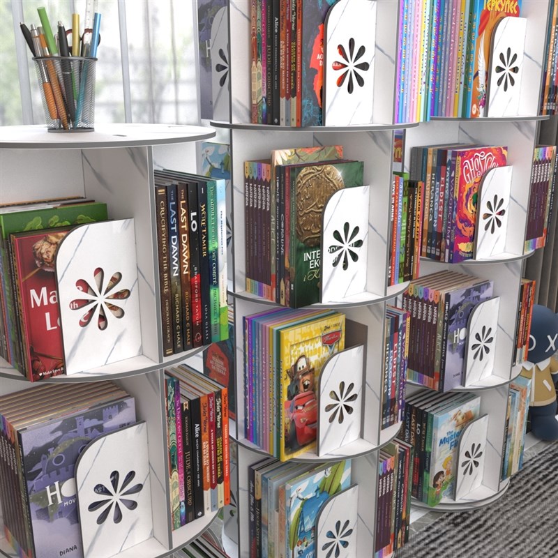 儿童书架客厅置物架床头落地多层家用小型书柜卧室V木塑旋转收纳