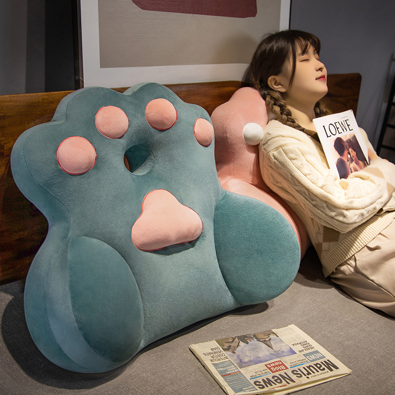 猫爪牀上靠枕牀头m靠垫软包学生宿舍看书玩靠背垫护腰枕头抱枕