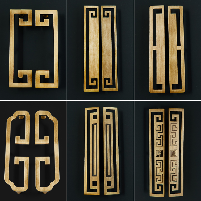 新中式中古风g古铜色黄铜拉手橱柜子衣柜门抽屉红木家具仿古门把