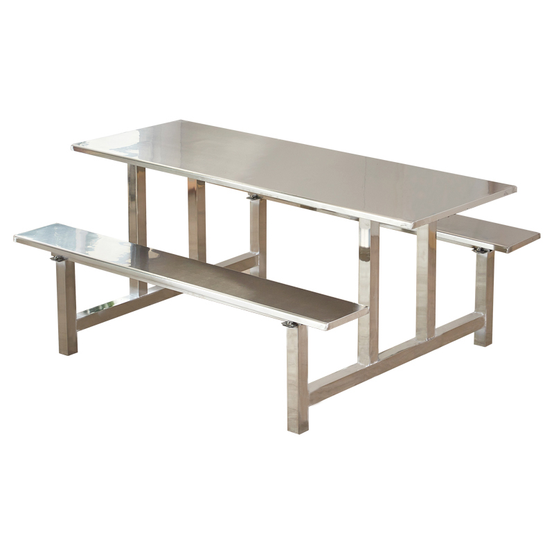 学校食堂餐桌椅组合不锈r钢户外4人6人8人员工厂饭堂连体快餐桌椅