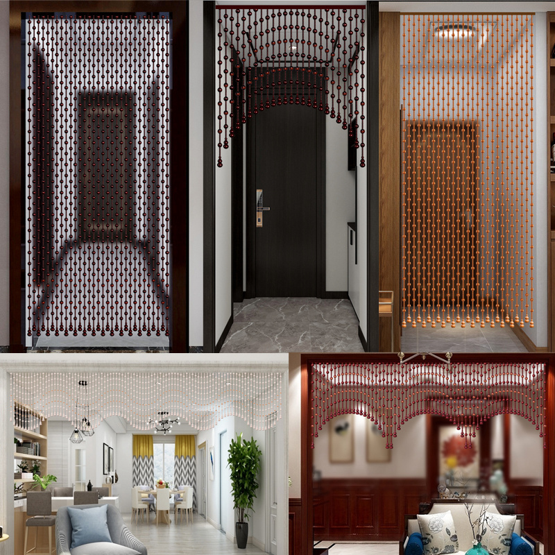全桃木葫芦珠帘卫生间卧室厨房阳台玄关隔断帘家用免Y打孔风水门