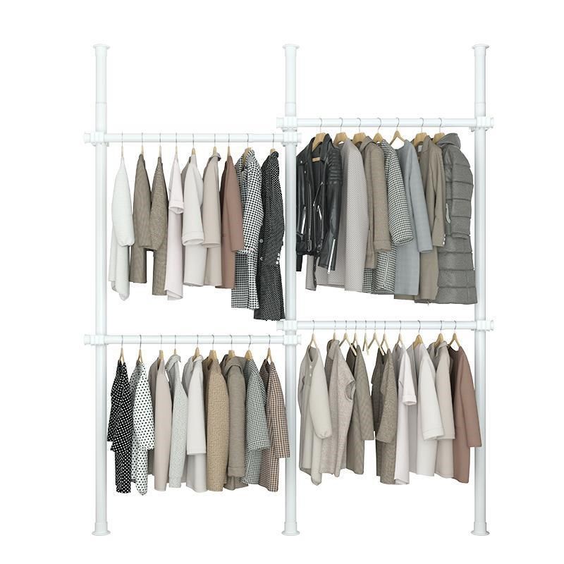 顶天立地置衣架落地卧室挂衣架衣帽间晾衣架免打孔伸缩置物架加粗