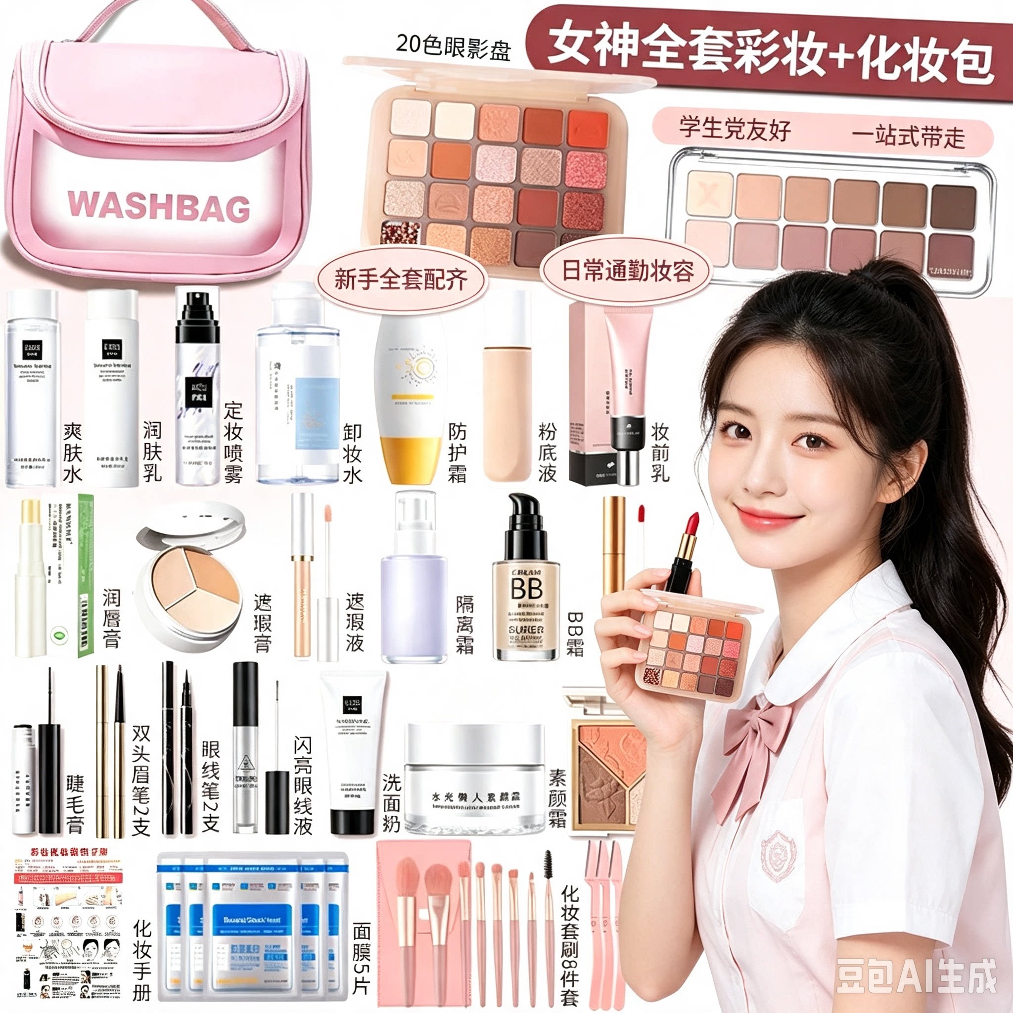 初学者化妆品彩妆套装全套组合正品防水防汗新手女学生淡妆一整套
