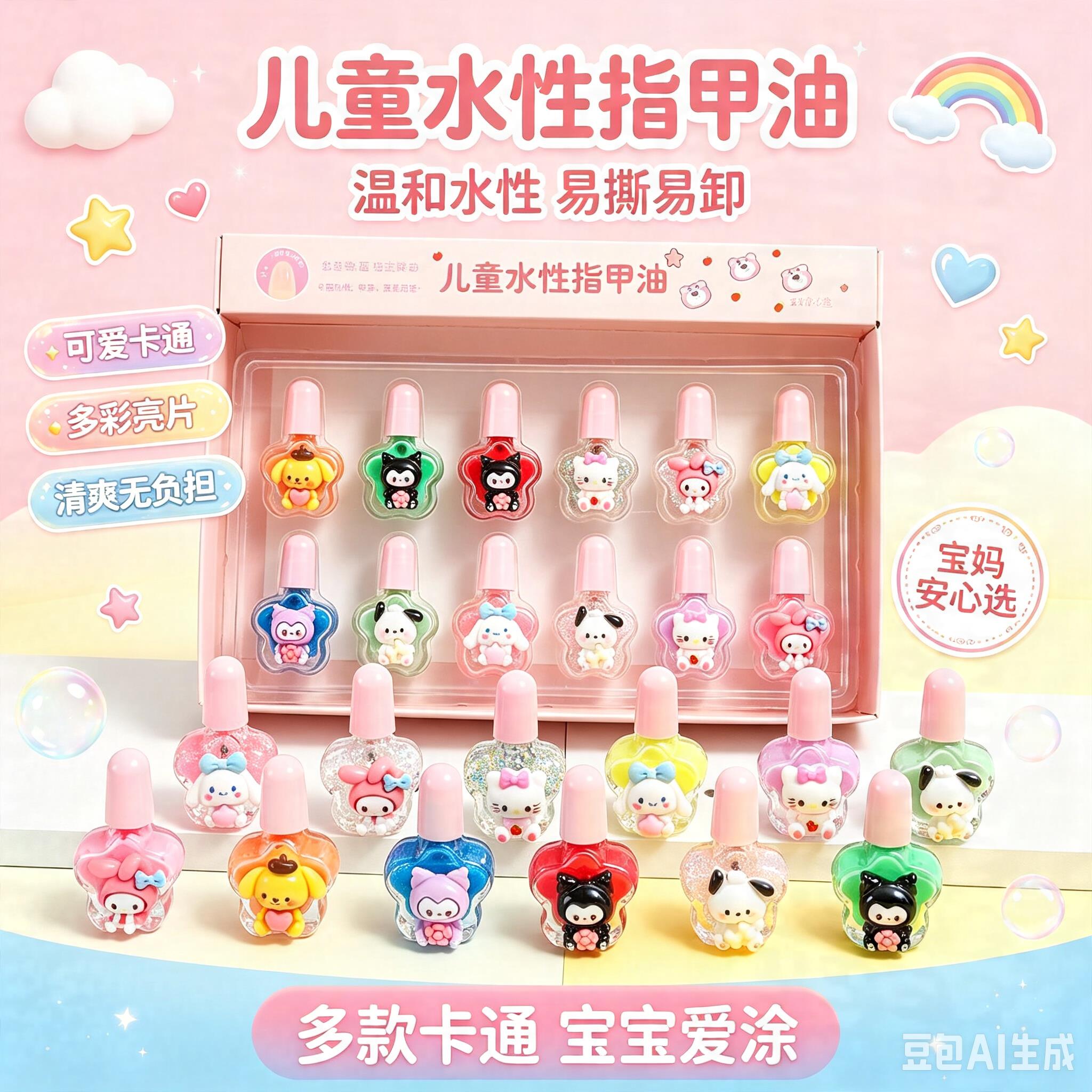 正品儿童水性指甲油无毒无害可剥宝宝专用多色指甲油组合装正品旗