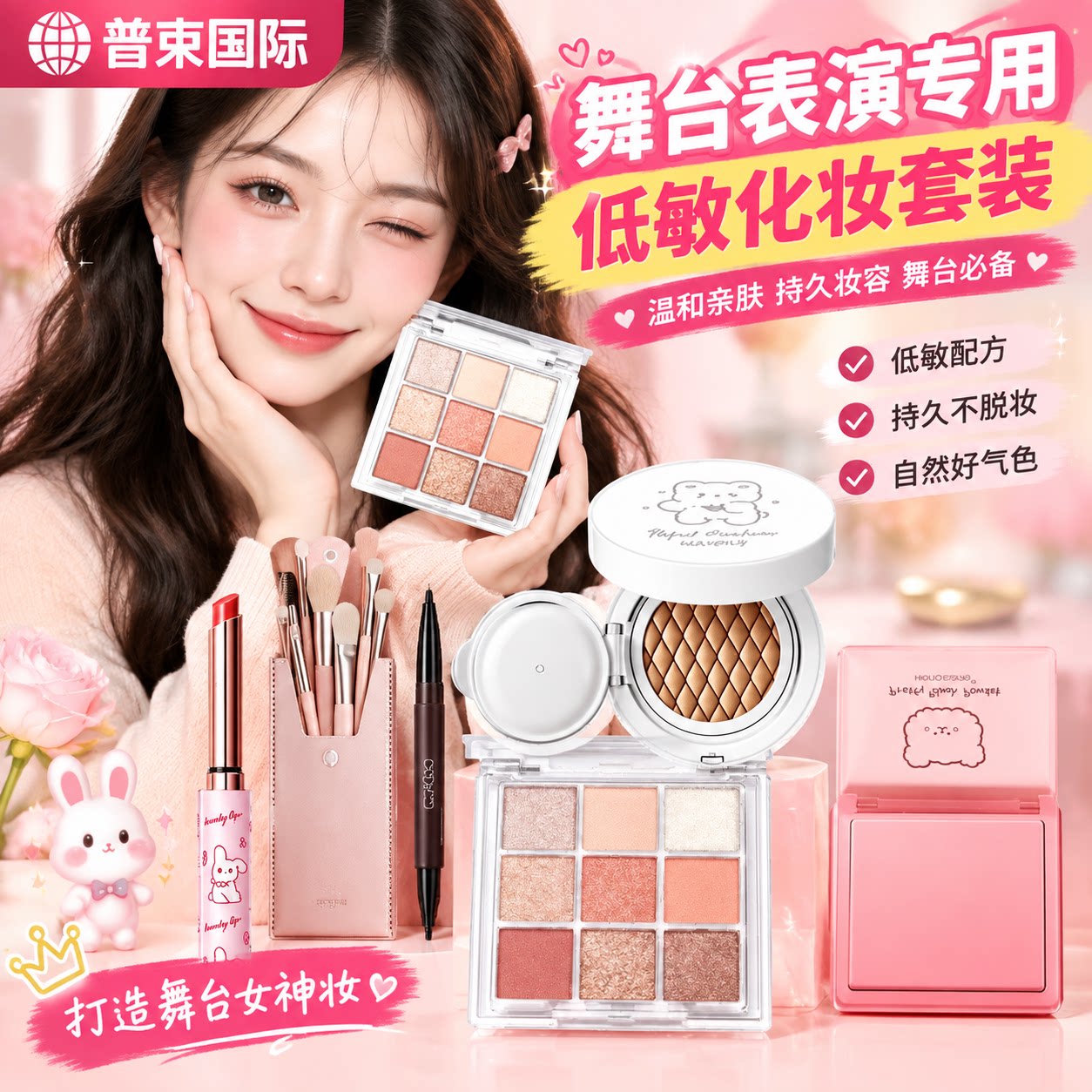六一节日化妆品彩妆套装全套无毒女孩口红专用舞台妆眼影官方旗舰
