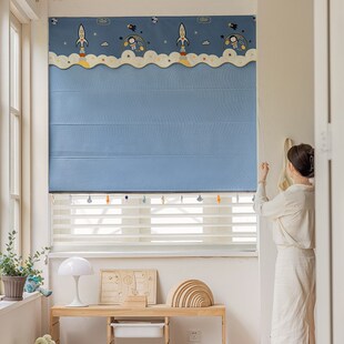 双层日夜l罗马帘窗帘折叠帘飘窗内双层可电动卧室折叠遮光罗马帘