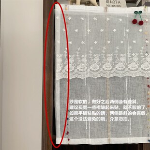 短帘半帘门帘 帘头幔头自粘贴式 美式 田园魔术贴飘窗纱帘免打孔安装
