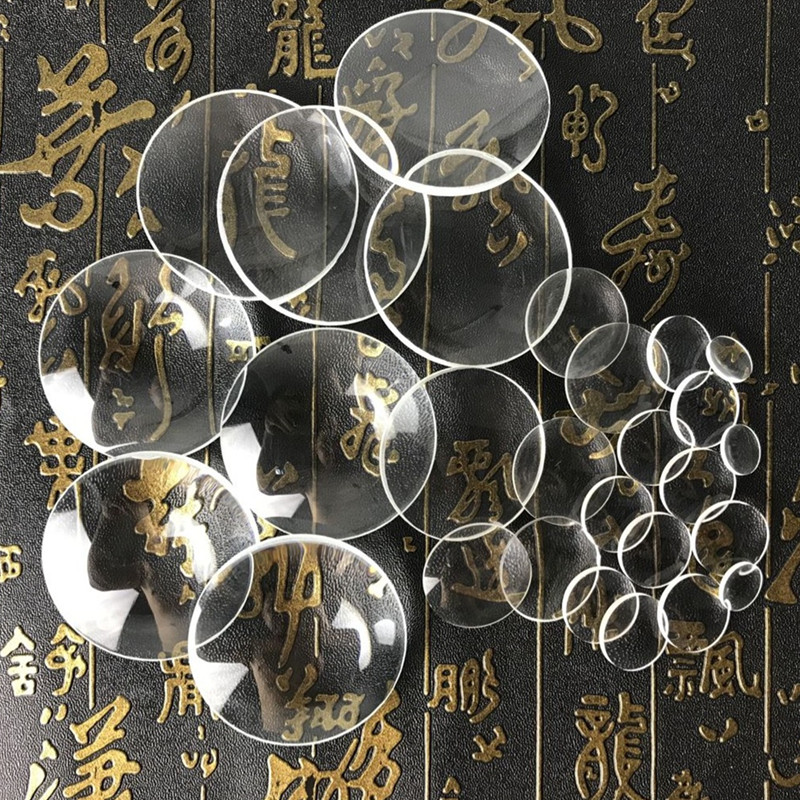 圆形玻璃镜片12mm25mm30mm50mm放大镜微型双凸单凸10倍30倍小镜片