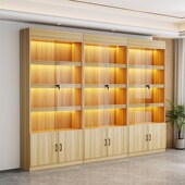 展示柜玻璃门带锁礼品样品展示架化妆品产品陈列柜美容院实木柜子