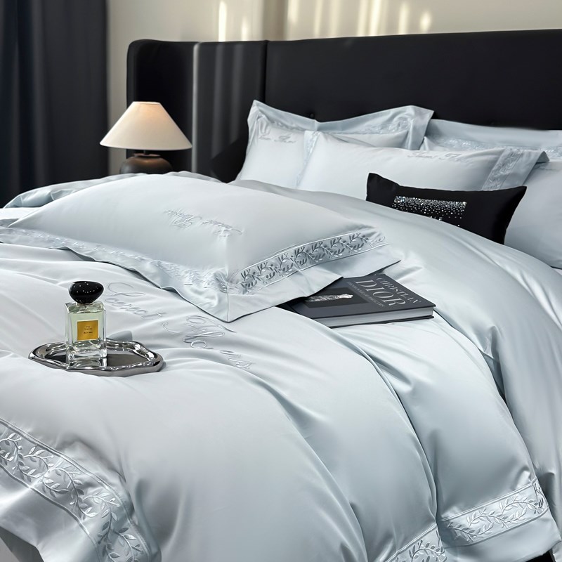 轻奢A类四件套200支长绒棉全棉刺绣被套亲肤裸睡床笠床上用品