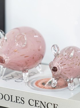 柏梵琉璃动物摆件可爱小猪桌面摆件客厅酒柜儿童房萌趣高级感装饰