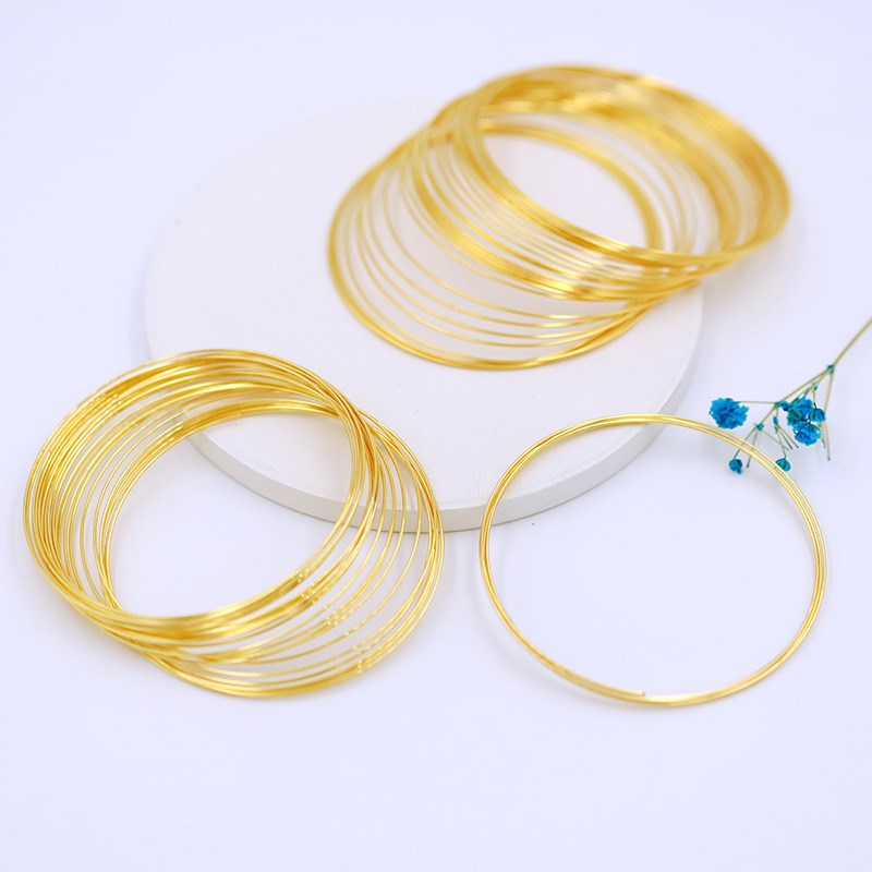 18K真金保色记忆钢丝圈 diy配件珍珠串珠绕线0.6*60mm14K金手镯圈