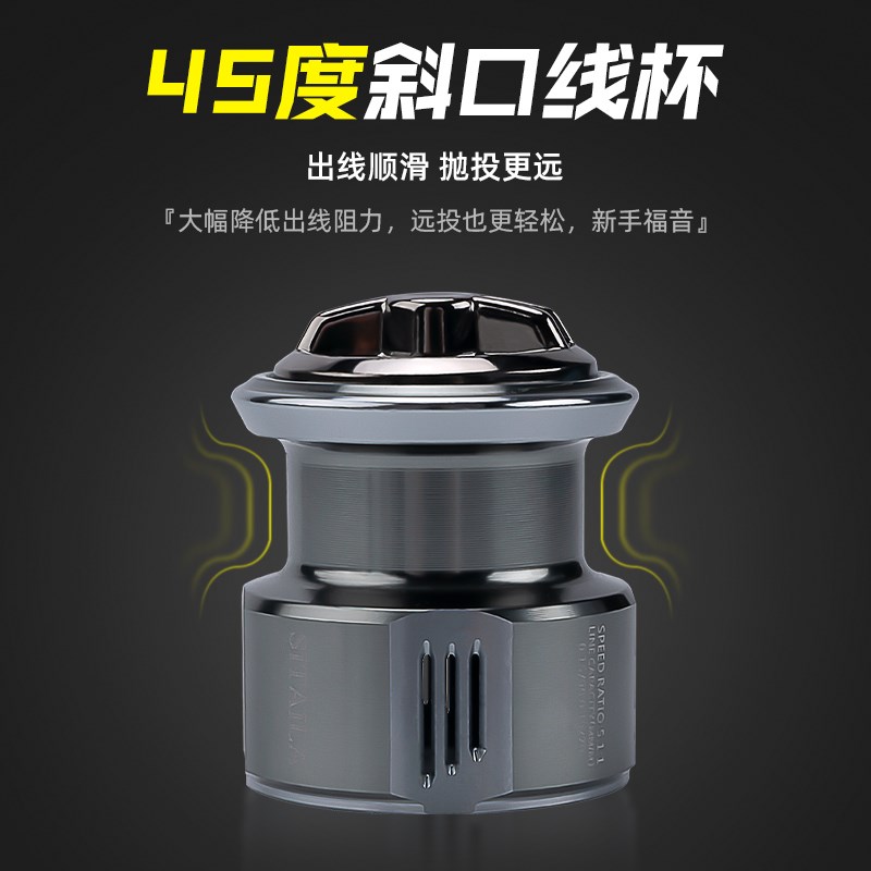 熊川小斯泰拉纺车轮全金属斜口线杯远投微物泛用海钓淡水无间隙轮