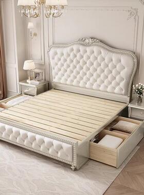欧式实木床现OVZ代简约双式人主卧高档风简欧婚床主床美床轻公奢