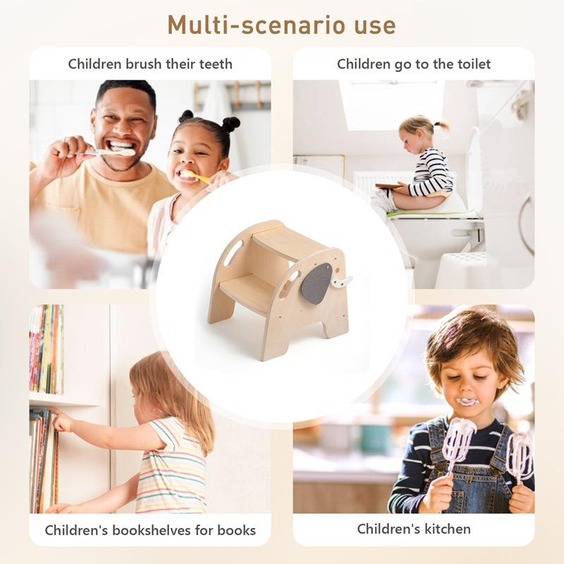 新款童木质大象登高椅幼儿高园儿宝PMZ2373上床洗宝漱登凳子爬梯