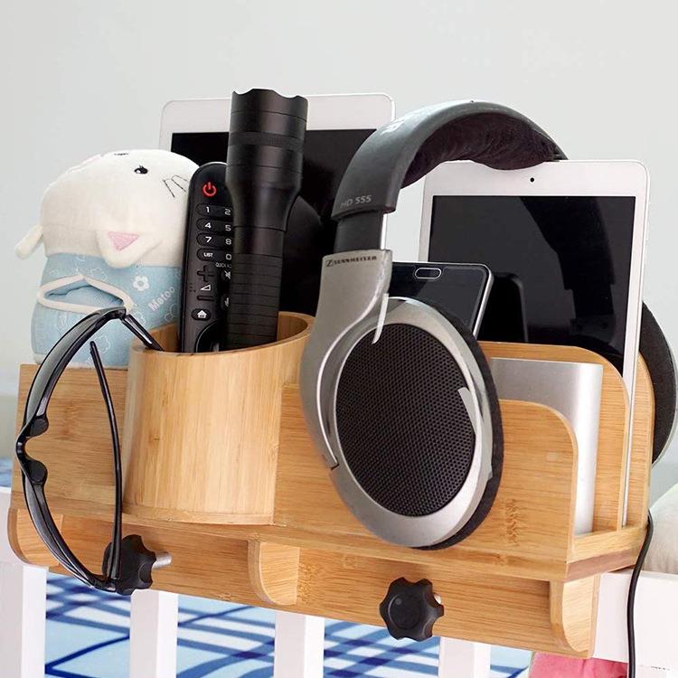 竹制床边置物收架存收纳纳竹木SN3-B-Gr质分格储整盒理盒