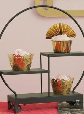 婚中甜品台摆件复古礼展示架寿宴装饰蛋糕茶式摆台F76559S7国风歇