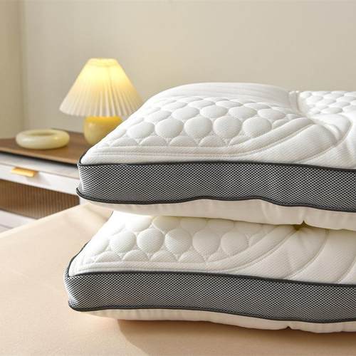 枕KBG新款绗缝胶夹片枕针织棉成人护颈枕单人低枕头纯棉*芯乳4874