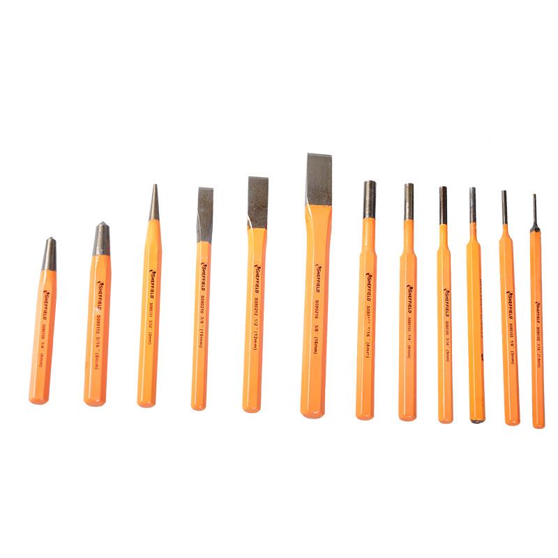 S084000套12件冲凿系列木工凿S080004石工凿雕扁刻工具凿圆锥冲